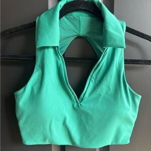 Lululemon Athletica tennis collared longline Green Polo Crop Tank